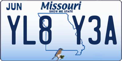 MO license plate YL8Y3A