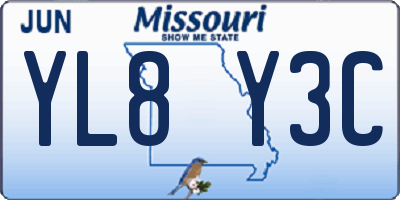 MO license plate YL8Y3C