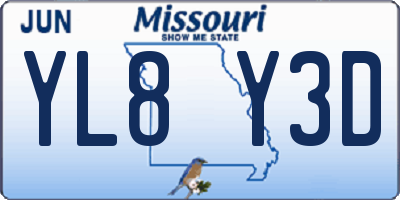 MO license plate YL8Y3D