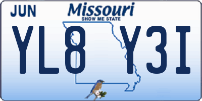 MO license plate YL8Y3I