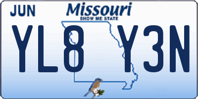MO license plate YL8Y3N