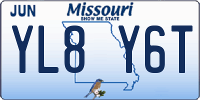 MO license plate YL8Y6T