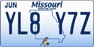 MO license plate YL8Y7Z