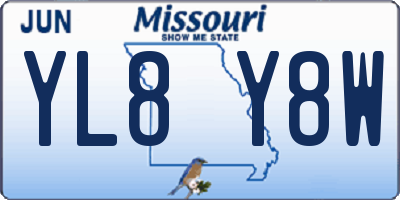 MO license plate YL8Y8W