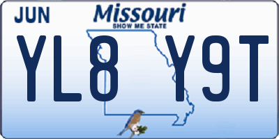 MO license plate YL8Y9T