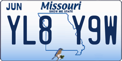 MO license plate YL8Y9W