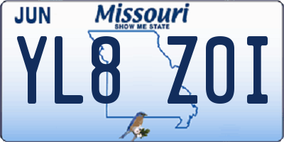 MO license plate YL8Z0I