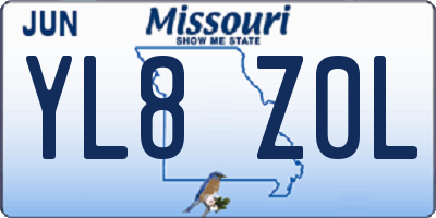 MO license plate YL8Z0L