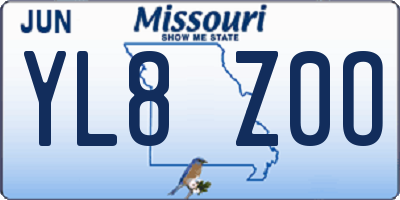 MO license plate YL8Z0O