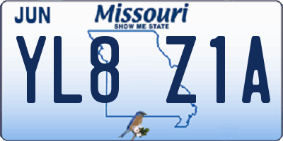 MO license plate YL8Z1A