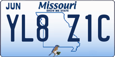 MO license plate YL8Z1C