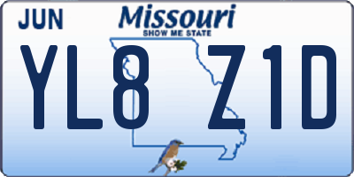 MO license plate YL8Z1D