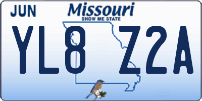 MO license plate YL8Z2A