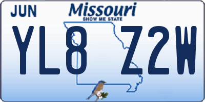 MO license plate YL8Z2W