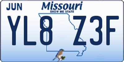 MO license plate YL8Z3F