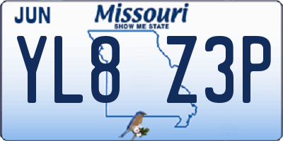 MO license plate YL8Z3P
