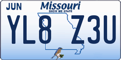 MO license plate YL8Z3U