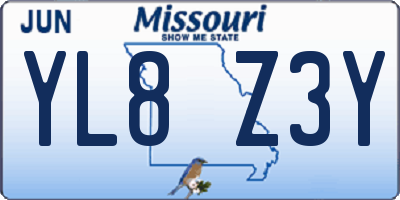 MO license plate YL8Z3Y