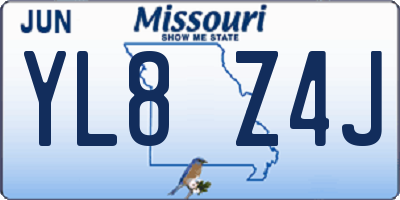 MO license plate YL8Z4J