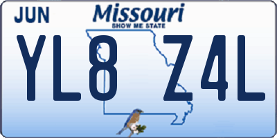 MO license plate YL8Z4L