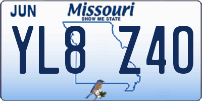 MO license plate YL8Z4O