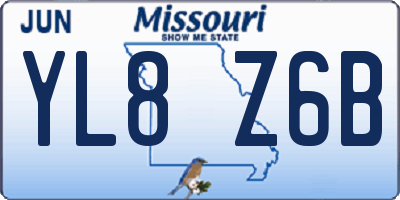 MO license plate YL8Z6B
