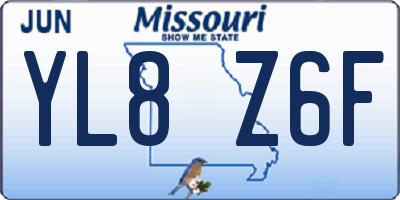MO license plate YL8Z6F