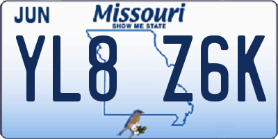 MO license plate YL8Z6K