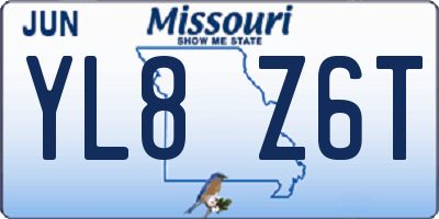MO license plate YL8Z6T