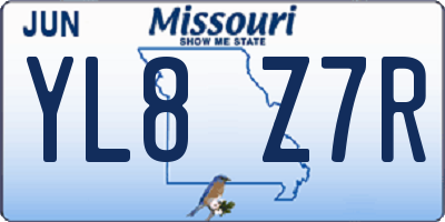 MO license plate YL8Z7R