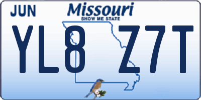 MO license plate YL8Z7T