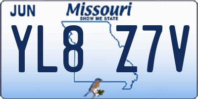 MO license plate YL8Z7V