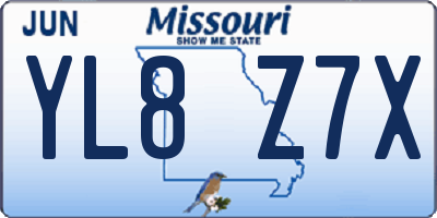 MO license plate YL8Z7X