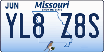 MO license plate YL8Z8S