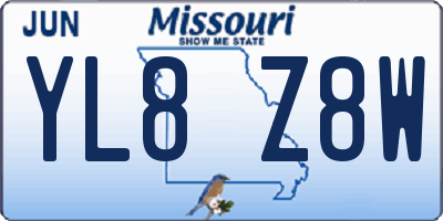MO license plate YL8Z8W