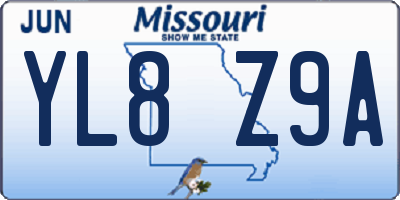 MO license plate YL8Z9A