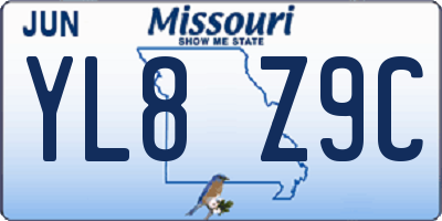 MO license plate YL8Z9C