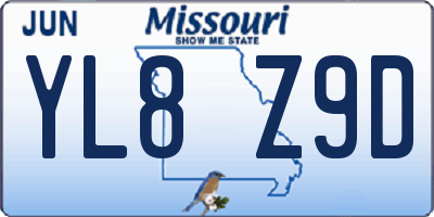 MO license plate YL8Z9D