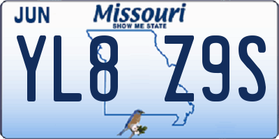 MO license plate YL8Z9S