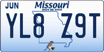 MO license plate YL8Z9T