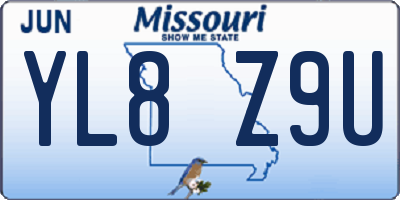 MO license plate YL8Z9U