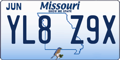 MO license plate YL8Z9X