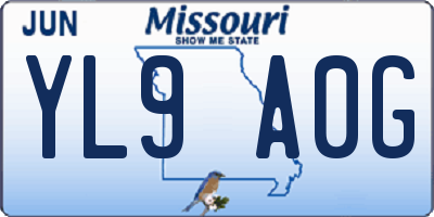 MO license plate YL9A0G