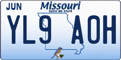 MO license plate YL9A0H