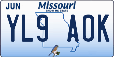 MO license plate YL9A0K