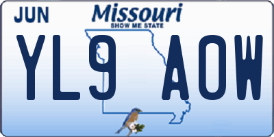 MO license plate YL9A0W
