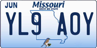 MO license plate YL9A0Y