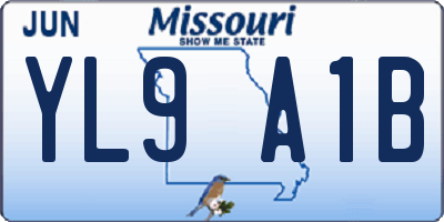MO license plate YL9A1B