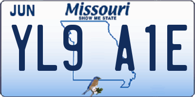 MO license plate YL9A1E