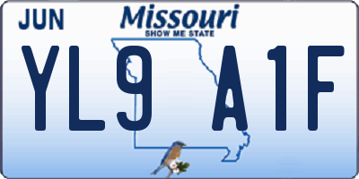 MO license plate YL9A1F